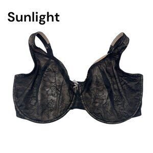Cacique Women Black Lace Full Coverage Underwire Minimizer Bra 40I Comfy Straps